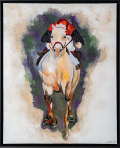 Cavalier en course peinture genevieve Franoux