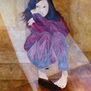 petite fille au chausson genevieve franoux peintre