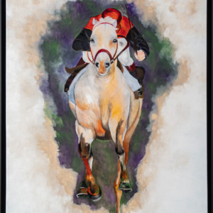 Cavalier en course peinture genevieve Franoux